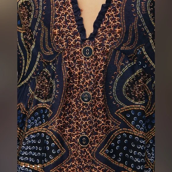 NWT FARM Rio Multicolor Paisley Long Sleeve Dress - Picture 3 of 9